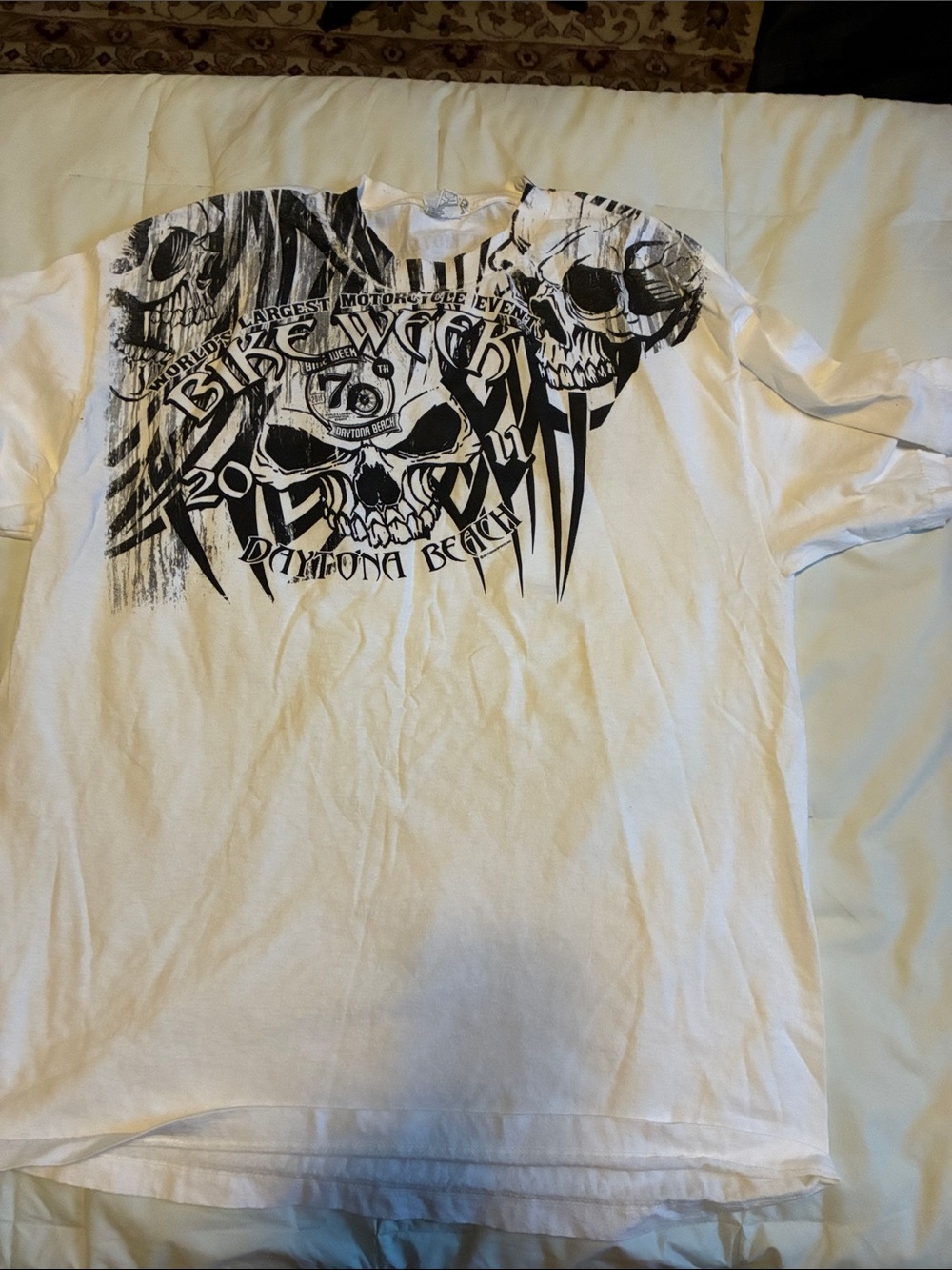 White Graphic Skull Tee  - Daytona Beach 70th Anniversary 2011 size XL